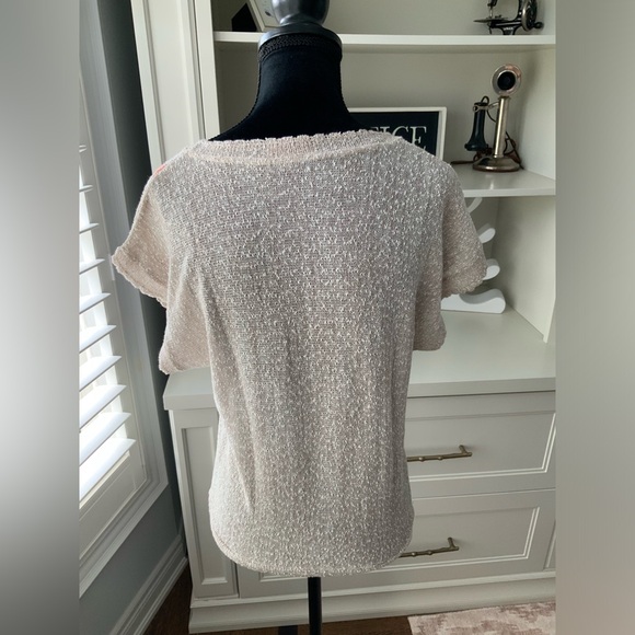 Vintage 90’S EN VOGUE Knitted Beige Pink Short Sleeve Top Shirt Size Medium - Picture 15 of 15